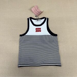 Miu Miu Striped Tank Top - Black, White, and Red